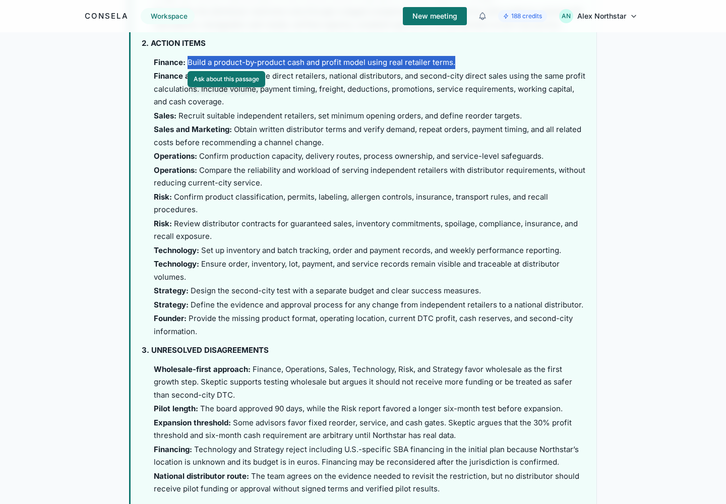 A passage selected in the decision record with an Ask about this passage button